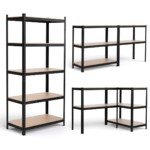 Metalinis penkių aukštų sulankstomas sandėliavimo stovas (Juoda)