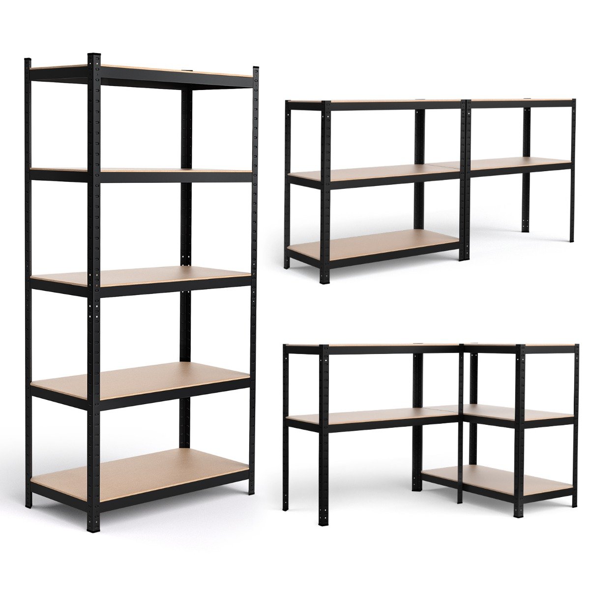 lagerregal-schwerlastregal-tl34072bk_1_ Metalinis penkių aukštų sulankstomas sandėliavimo stovas (Juoda)