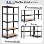 Metalinis penkių aukštų sulankstomas sandėliavimo stovas (Juoda)