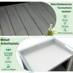 Medinė lauko daržovių ir įrankių spintelė su metaline plokšte (Pilka)