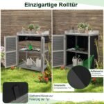 Medinė lauko daržovių ir įrankių spintelė su metaline plokšte (Pilka)