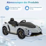 Elektrinis Lamborghini automobilis vaikams su nuotolinio valdymo pulteliu ir LED apšvietimu (Pilka)