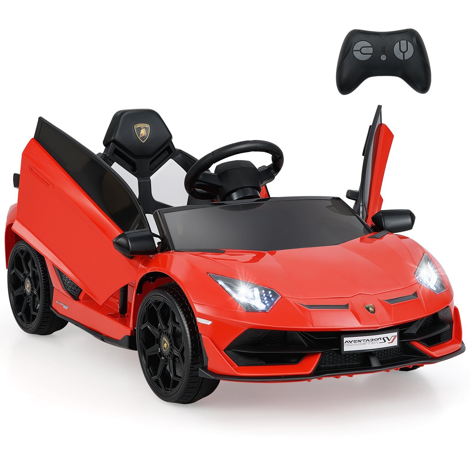 lamborghinielektroautofrkinderkinderfahrzeugmit24gfernbedienungledscheinwerferelektrofahrzeug35kmhrot_image_8 Elektrinis vaikiškas automobilis su nuotolinio valdymo pultu (Raudona)