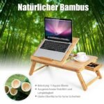 Reguliuojamo aukščio ir pasvirimo kampo bambukinis nešiojamojo kompiuterio staliukas (Natūrali)