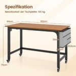 Rašomasis stalas su ratukais ir nuimama talpykla (Natūrali)