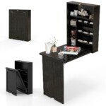 Sieninis sulankstomas stalas su daiktadėžėmis (Juoda)