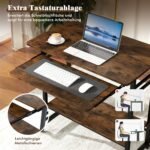 Mobilus kompiuterio stalas su klaviatūros lentyna ir laikikliais (Rustikalinė Ruda)