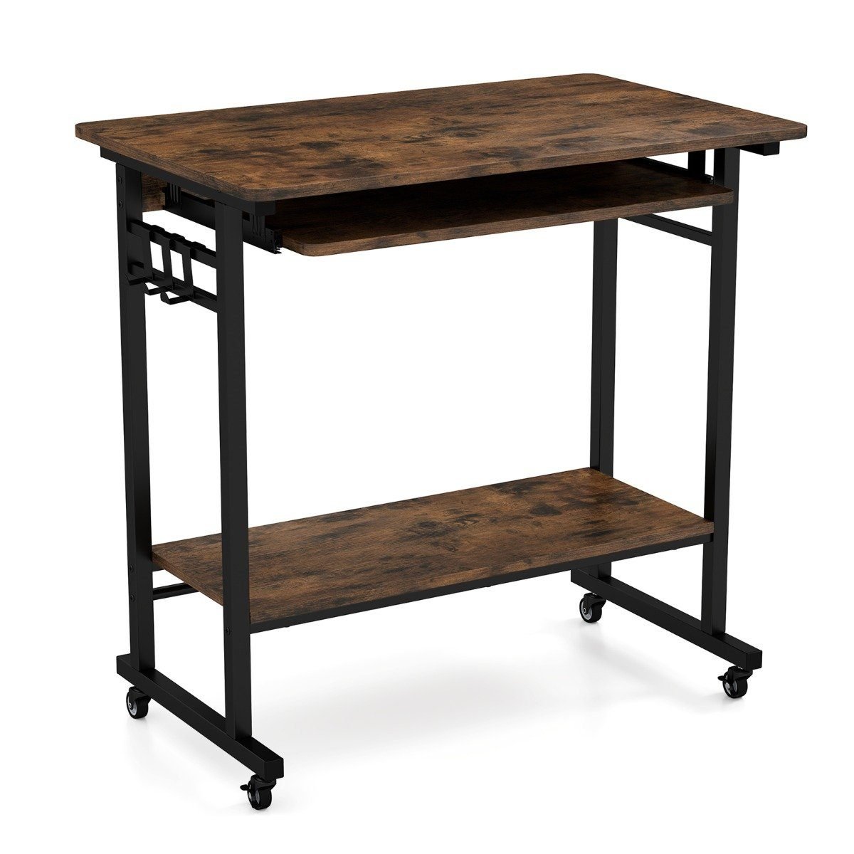 laptoptisch-12307_6_ Mobilus kompiuterio stalas su klaviatūros lentyna ir laikikliais (Rustikalinė Ruda)