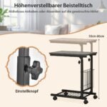 Reguliuojamo aukščio C formos staliukas su laikymo krepšiu (Pilka)