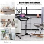 Reguliuojamo aukščio stalas su ratukais (64x45x71–93 cm) (Juoda)
