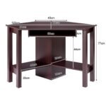 Kampinis rašomasis stalas su stalčiumi ir lentynomis (Ruda)