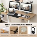 Elektrinis aukščio reguliavimo rašomasis stalas 140 x 70 cm (Natūrali)