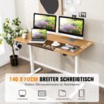 Elektrinis aukščio reguliavimo rašomasis stalas 140 x 70 cm (Natūrali)