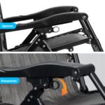 Sulankstomas pilkos spalvos lauko krėslas su gėrimų laikikliu (Pilka)