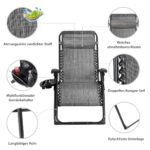 Sulankstomas pilkos spalvos lauko krėslas su gėrimų laikikliu (Pilka)