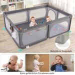 Vaikiškas žaidimų aptvaras su 50 kamuoliukų ir tinkleliu (Tamsiai pilka)