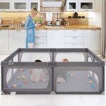 Vaikiškas žaidimų aptvaras su 50 kamuoliukų ir tinkleliu (Tamsiai pilka)