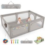 Vaikų žaidimų aptvaras su 50 kamuoliukų ir tinkleliu (Pilka)