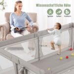 Vaikų žaidimų aptvaras su 50 kamuoliukų ir tinkleliu (Pilka)