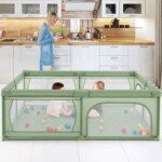 Vaikiškas žaidimų aptvaras su 50 kamuoliukų (Žalia)