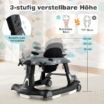 Daugiafunkcis stumiamas vežimėlis su reguliuojamu aukščiu (Pilka)