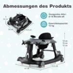 Daugiafunkcis stumiamas vežimėlis su reguliuojamu aukščiu (Pilka)