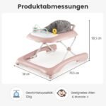 Reguliuojamas 3-in-1 stumiamas vežimėlis su žaislų lėkšte (Rožinė)