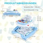 Kūdikio vežimėlis-stūmiklis 6-in-1 su nuimamu žaidimų skydeliu (Mėlyna)