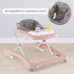 Reguliuojamas 3-in-1 stumiamas vežimėlis su žaislų lėkšte (Rožinė)