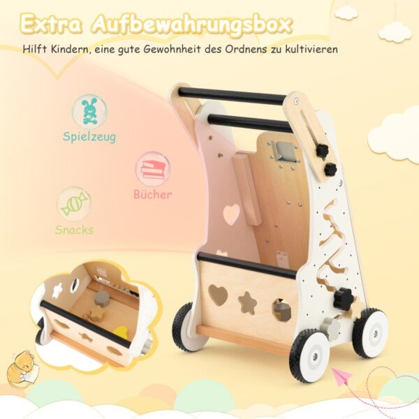 Medinis lavinamasis vaikštynės žaislas su integruotais žaidimais (Natūrali)