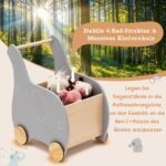 Medinis vaikiškas vežimėlis Drambliukas (Pilka)