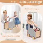 Medinis vaikiškas vežimėlis Drambliukas (Pilka)