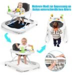 Daugiafunkcis vaikštyklis su reguliuojamu aukščiu ir 360° ratukais (Pilka)