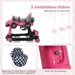 DaugiFunkcis vaikštynukas su interaktyviu žaislų skydeliu (Tamsiai rožinė)