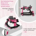 DaugiFunkcis vaikštynukas su interaktyviu žaislų skydeliu (Tamsiai rožinė)