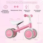 Vaikiškas balansinis dviratukas su reguliuojamu vairalazde (Rožinė)