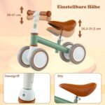 Vaikiškas balansinis dviratukas su reguliuojamu vairu ir sėdyne (Žalia)