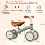 Vaikiškas balansinis dviratukas su reguliuojamu vairu ir sėdyne (Žalia)