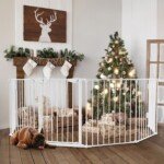 Daugiafunkcinė sulankstoma metalinė apsauginė tvorelė su varteliais ir tvirtinimu prie sienos (Balta)