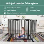 Sulankstoma metalinė apsauginė tvorelė su durelėmis (Juoda)