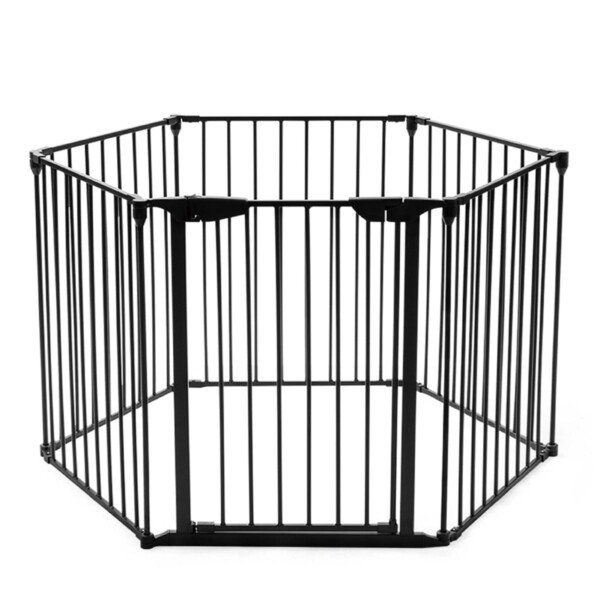 Sulankstoma metalinė apsauginė tvorelė su durelėmis (Juoda)