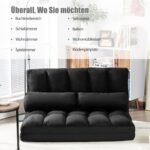 Sofa-lova su 6 padėtimis reguliuojamu atlošu ir dviem pagalvėmis (Juoda)