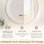 LED kosmetinis veidrodis su lietimui jautriu jungikliu ir apsauga nuo rasojimo (Sidabrinė)