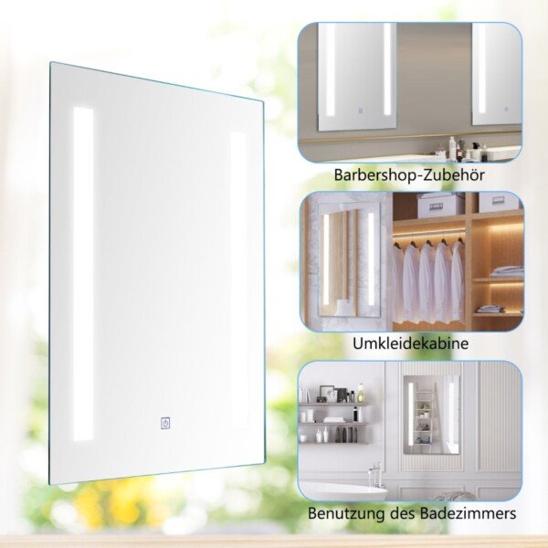 LED vonios veidrodis su lietimui jautriu jungikliu 70 x 50 cm (Sidabrinė)