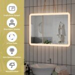 LED vonios veidrodis su lietimui jautriu ir reguliuojamu apšvietimu 70x50 cm (Sidabrinė)