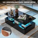 Modernus LED svetainės staliukas 110x60x40 cm (Juoda)