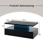 Modernus LED svetainės staliukas 110x60x40 cm (Juoda)