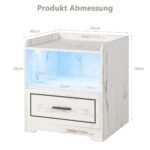 Išmanusis naktinis staliukas su LED ir USB jungtimis (Balta)