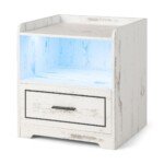 Išmanusis naktinis staliukas su LED ir USB jungtimis (Balta)