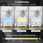 Naktinis staliukas su LED apšvietimu ir USB/Type-C įkrovimo stotele (Balta)